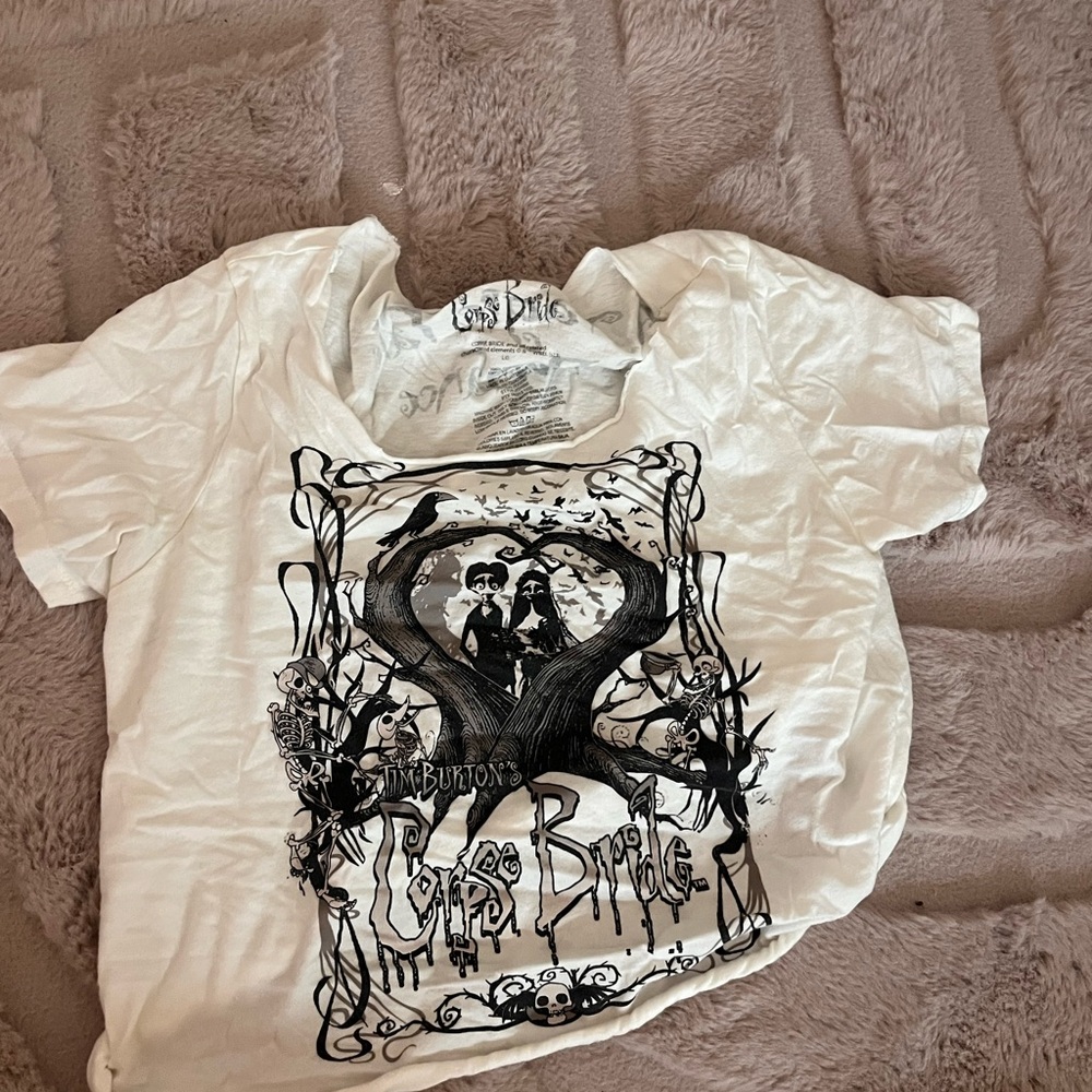 White Graphic T-Shirt with Black Design